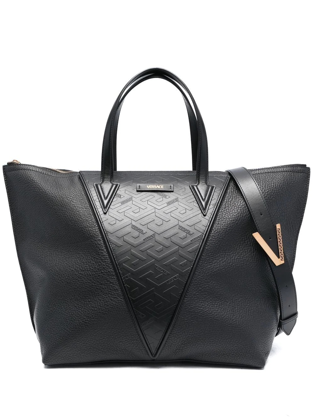 logo-embossed leather tote bag - 1