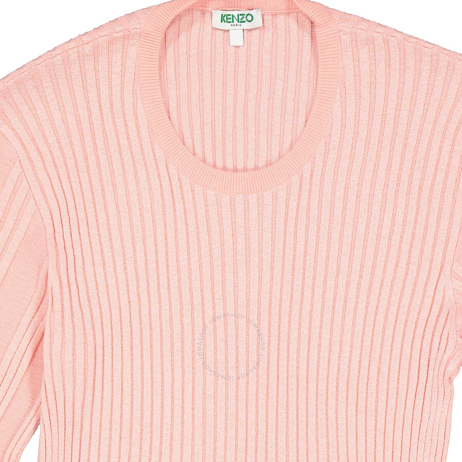 Kenzo Flamingo Pink Metallic Ribbed-Knit Jumper - 7