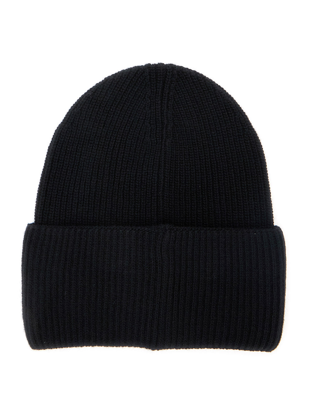 Moncler Women Black Beanie With Logo Patch In Wool Woman - 2