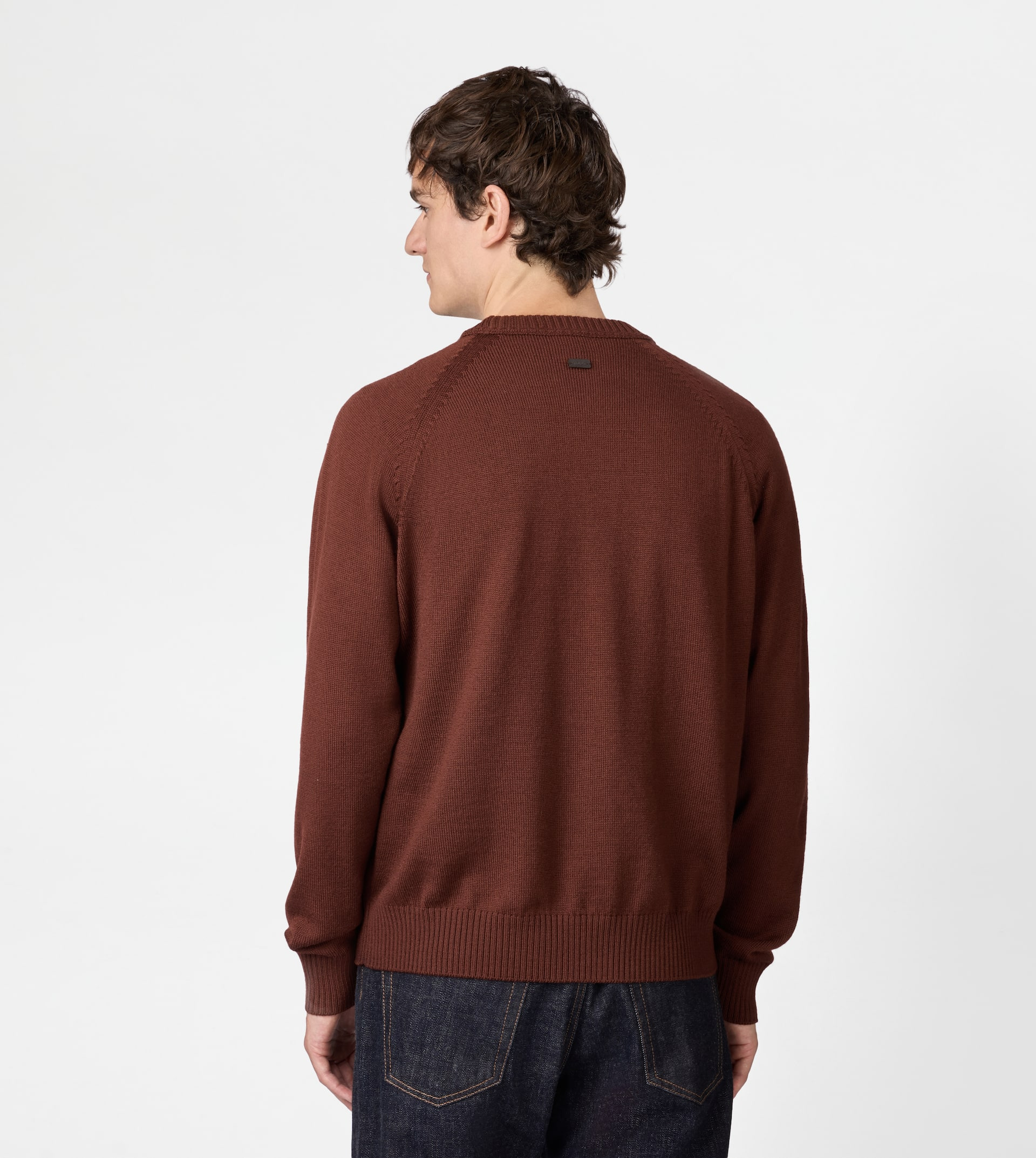 ROUND-NECK PULLOVER IN MERINO WOOL - BEIGE - 3