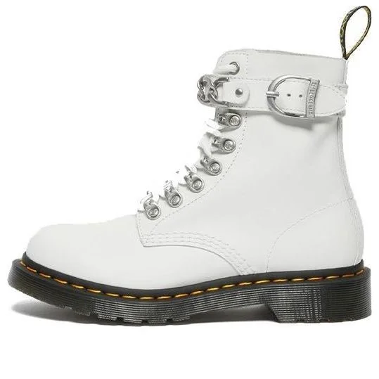 (WMNS) Dr. Martens 1460 Pascal Chain Leather Lace Up Boot 'White' 27266100 - 1