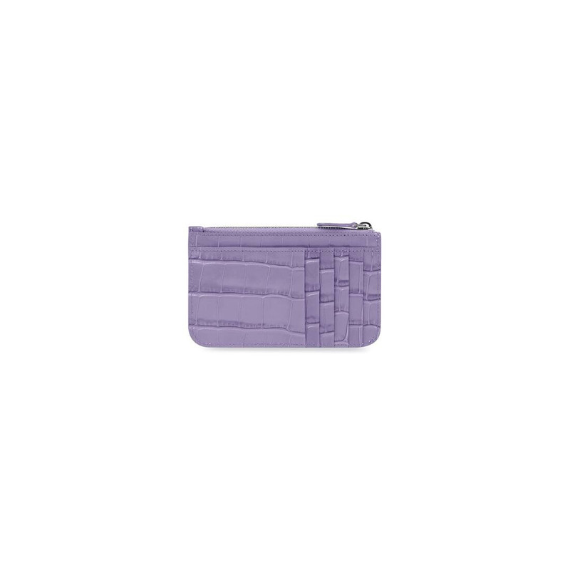 BALENCIAGA Women's Cash Large Long Coin And Card Holder Crocodile Embossed  in Lilac outlook