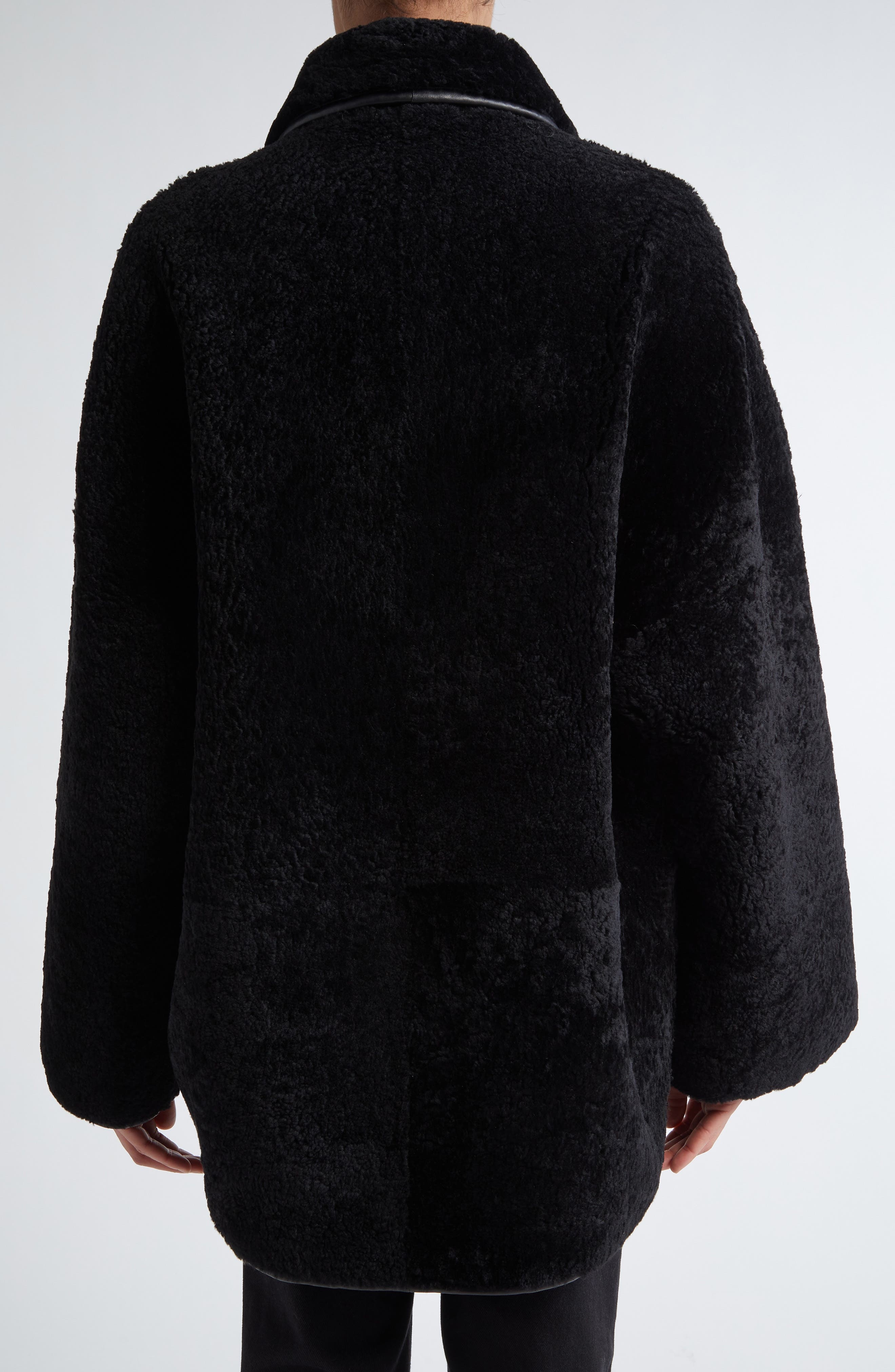 TOTEME Genuine Teddy Shearling Overshirt Jacket in Black at Nordstrom - 3
