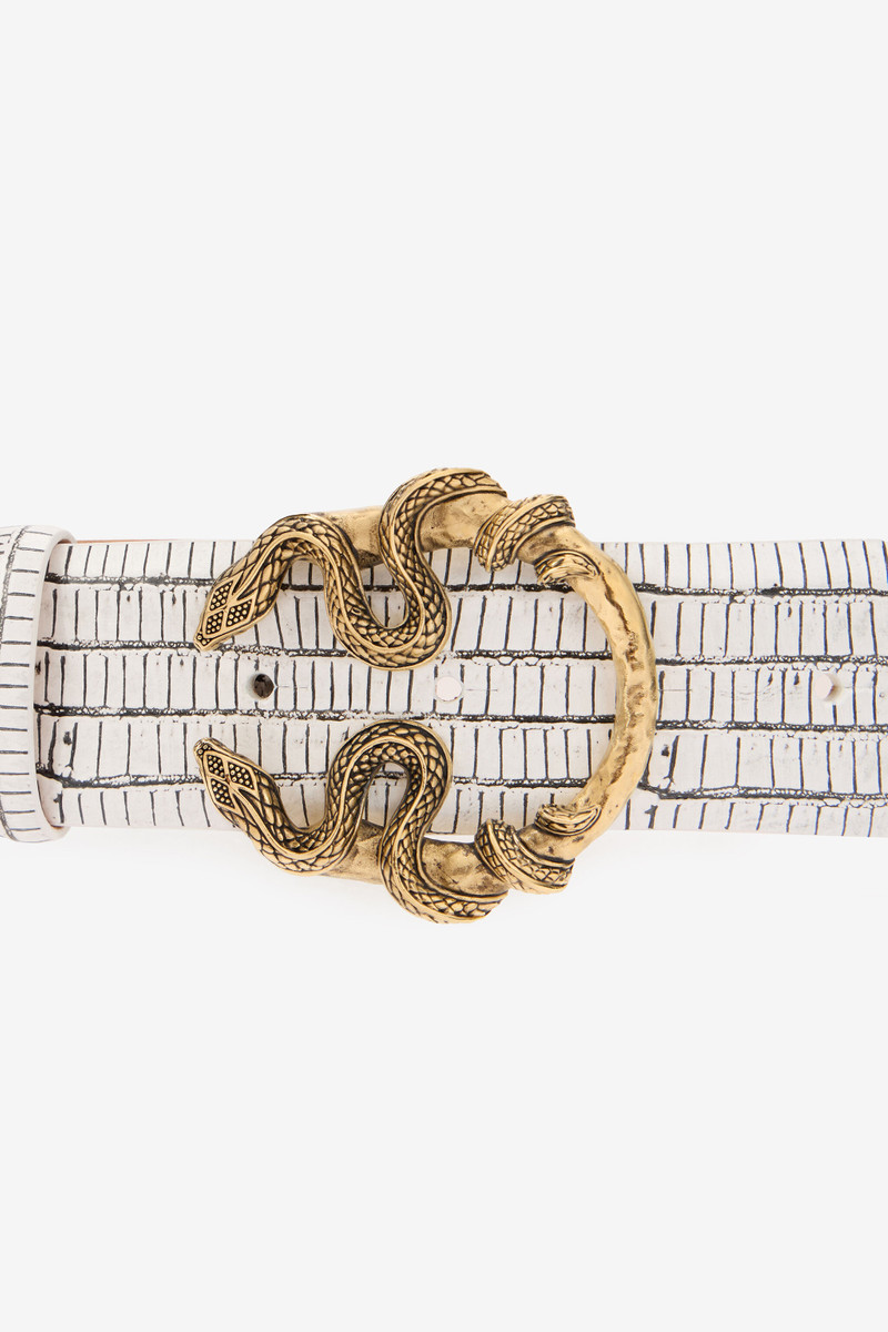 White Leather Belt With Snake Buckle 4