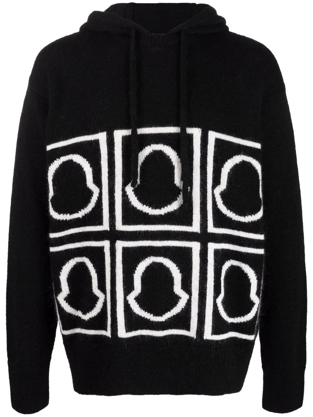 logo-intarsia knitted hoodie - 1