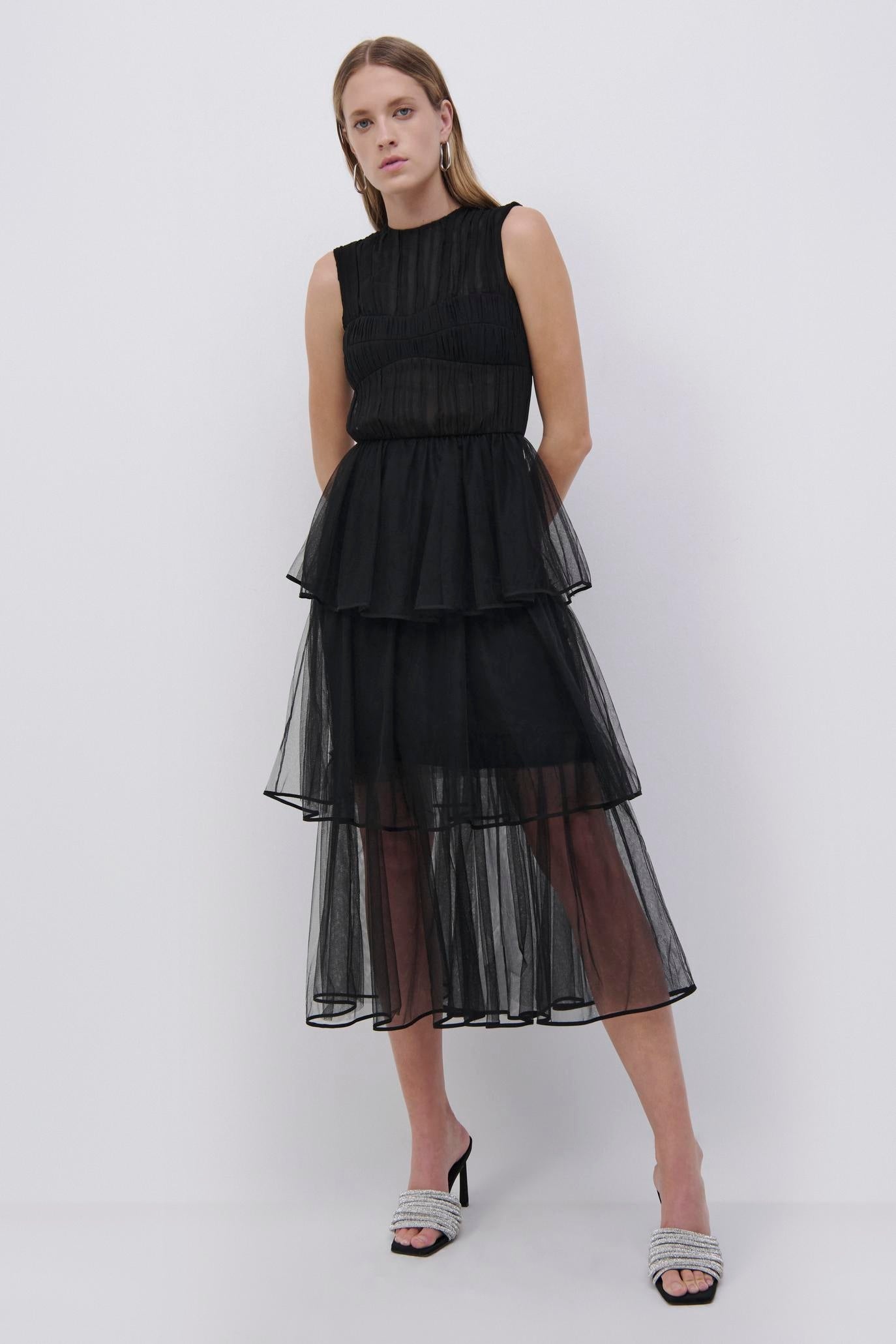 Benton Tulle Plisse Midi Dress - 2