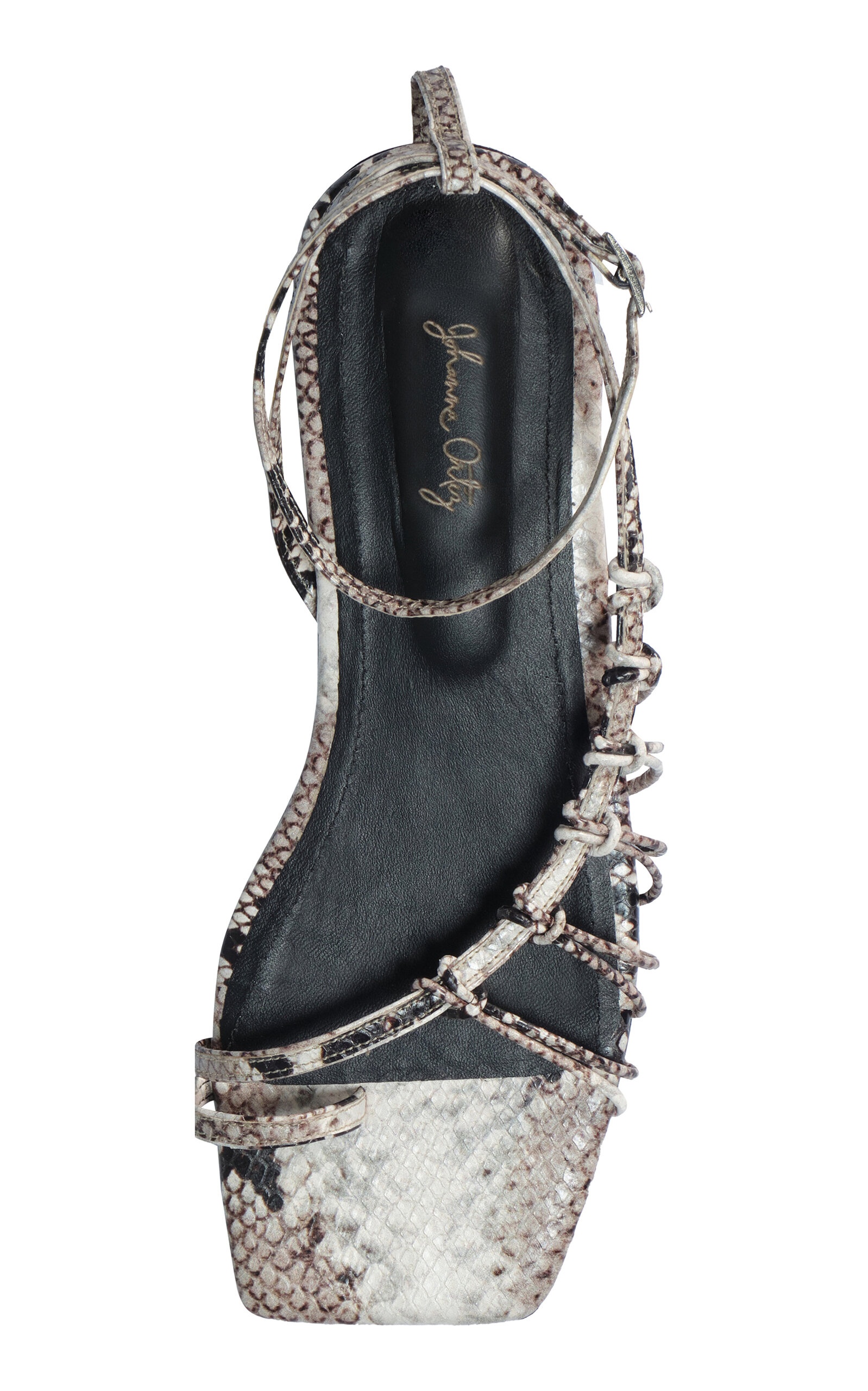 Moon Gazer Embossed Leather Sandals black - 4