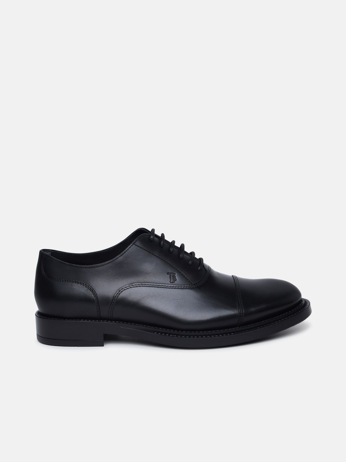 BLACK SMOOTH LEATHER LACE-UP SHOES - 1