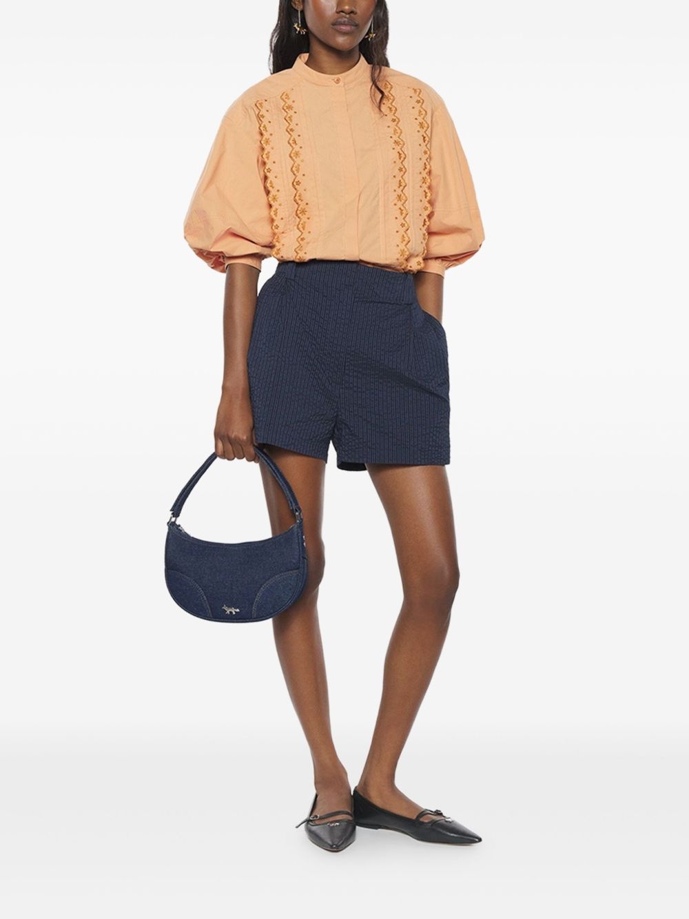 embroidered long-sleeved shirt - 2