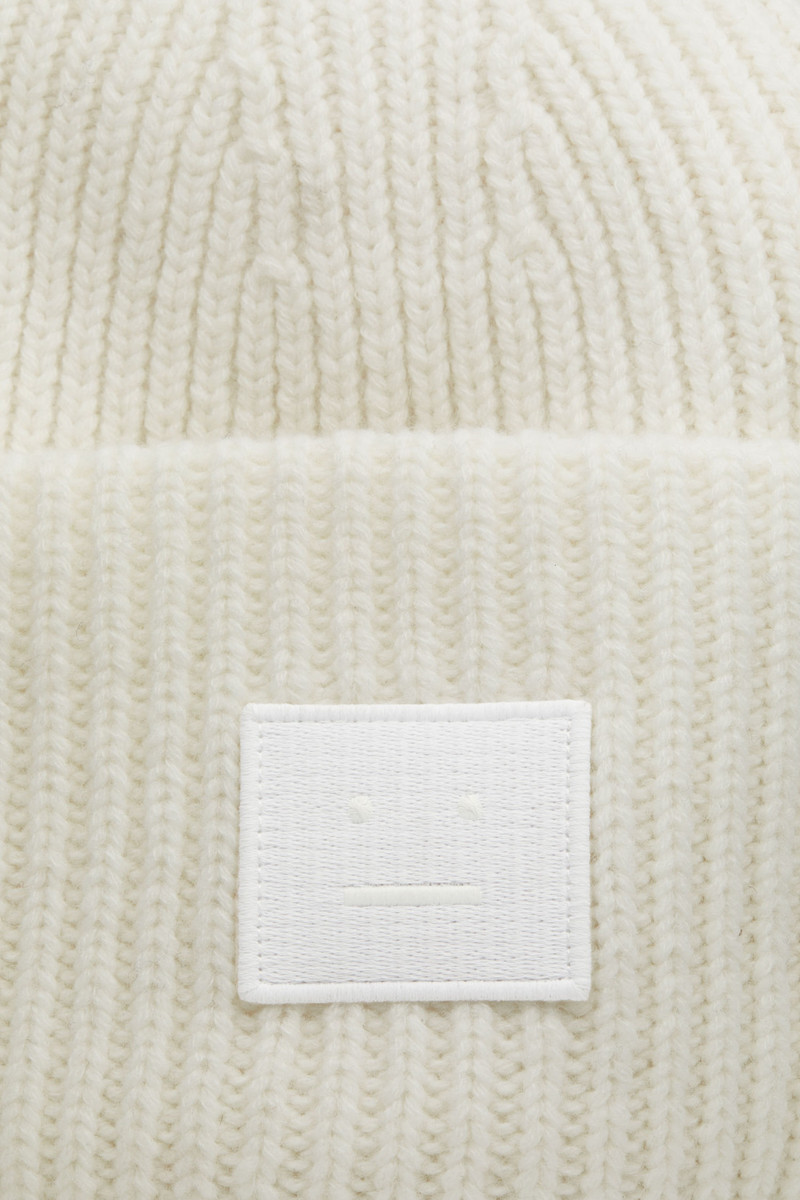 Rib knit beanie hat optic white 3