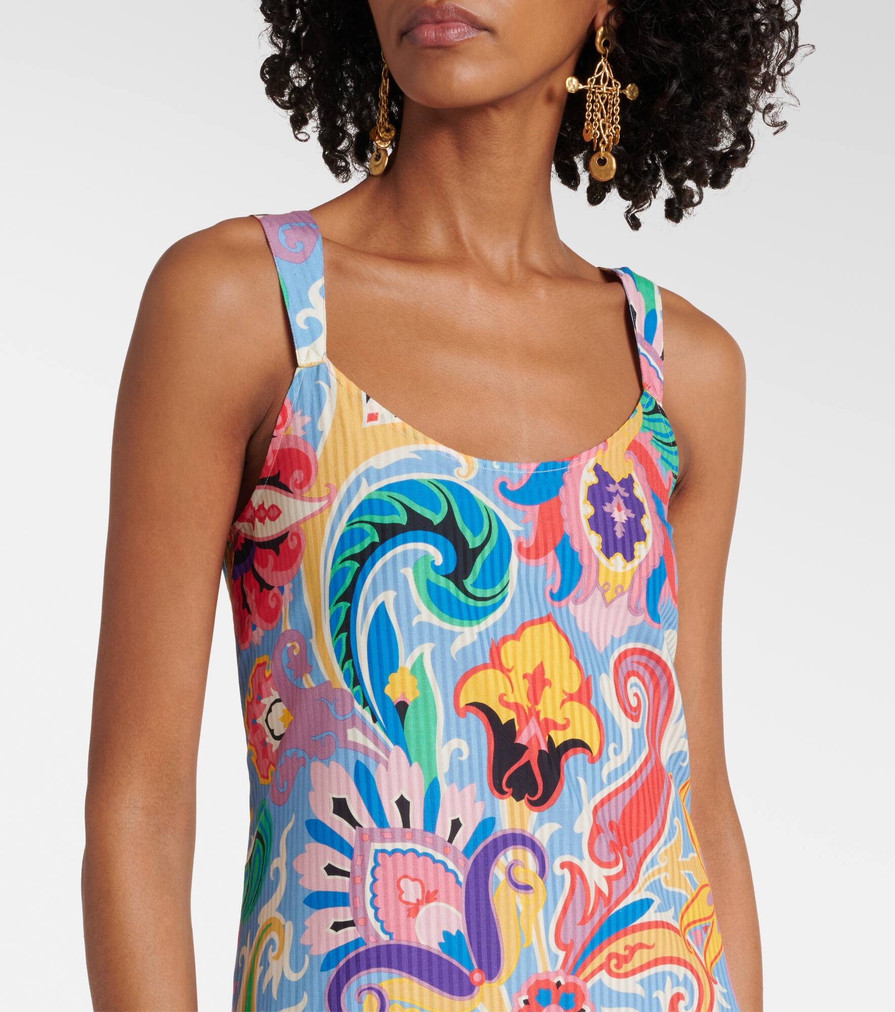 Printed cotton and silk maxi dress - 4
