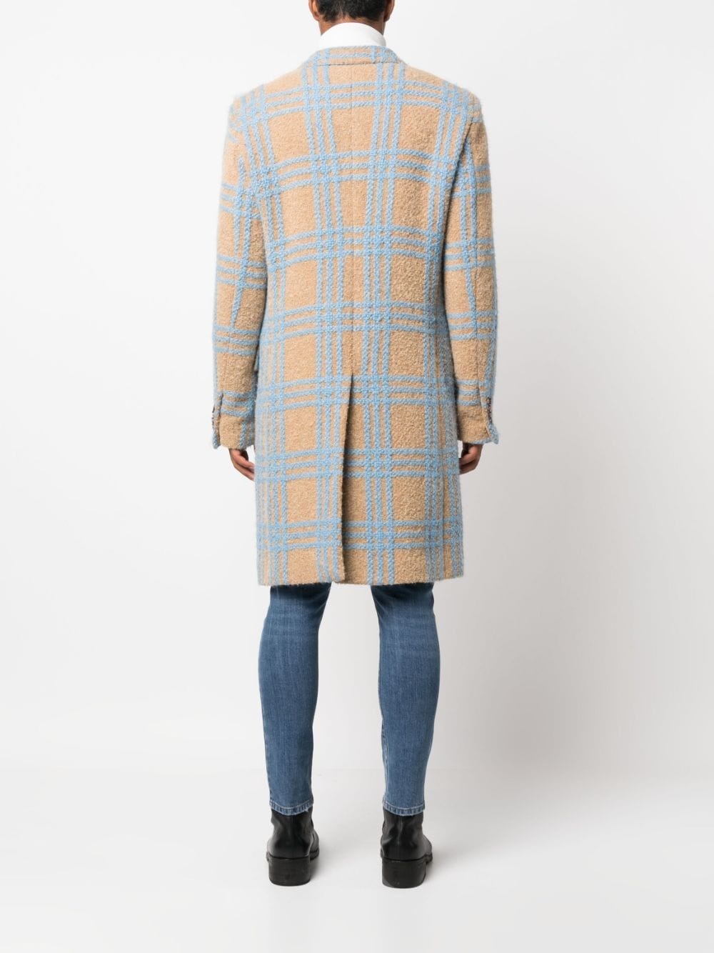 checked single-breasted coat - 4