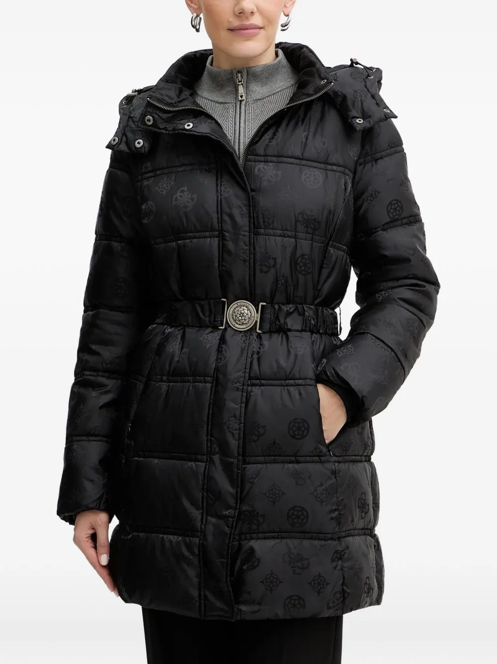 hooded buckle puffer cost - 1