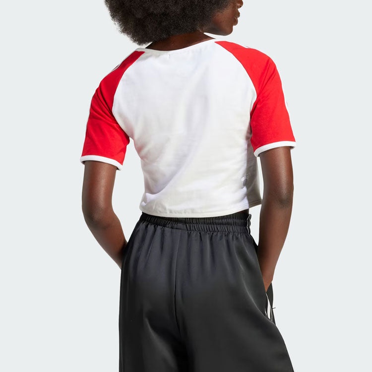 (WMNS) adidas Originals x Mickey Mouse 3-Stripes Icon For Her Baby T-Shirt 'White Red' IY2268 - 3