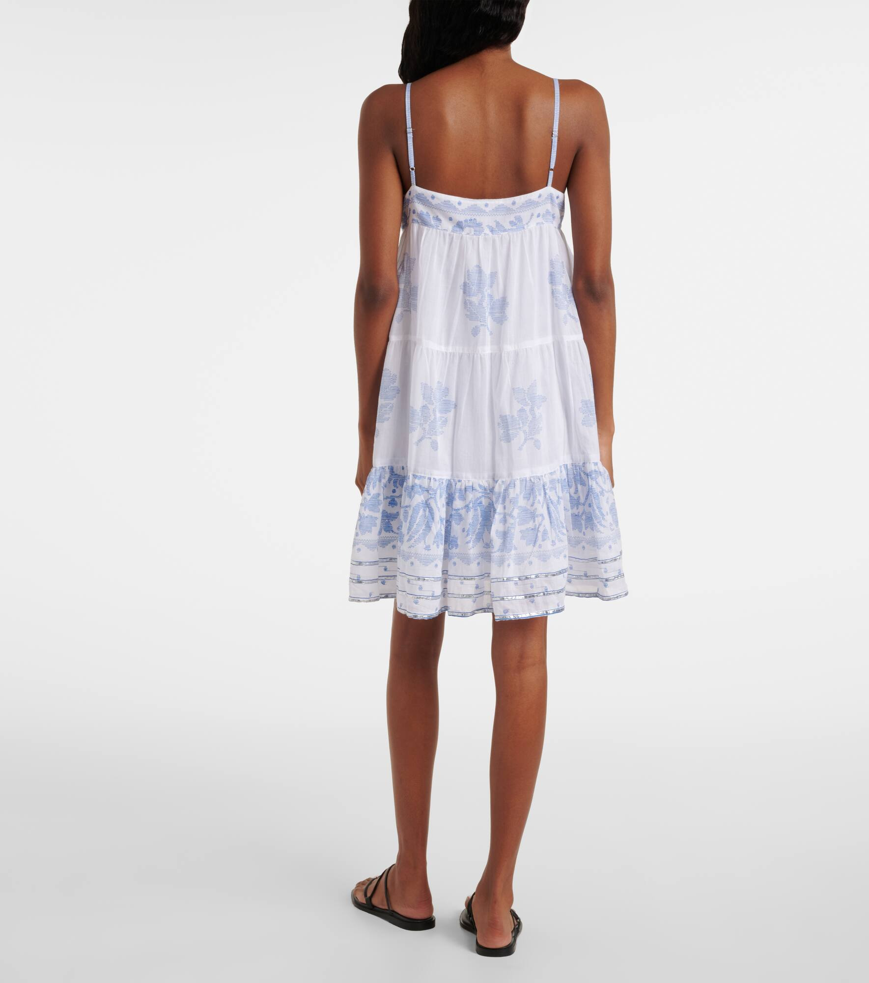 Printed ruched cotton slip dress - 3