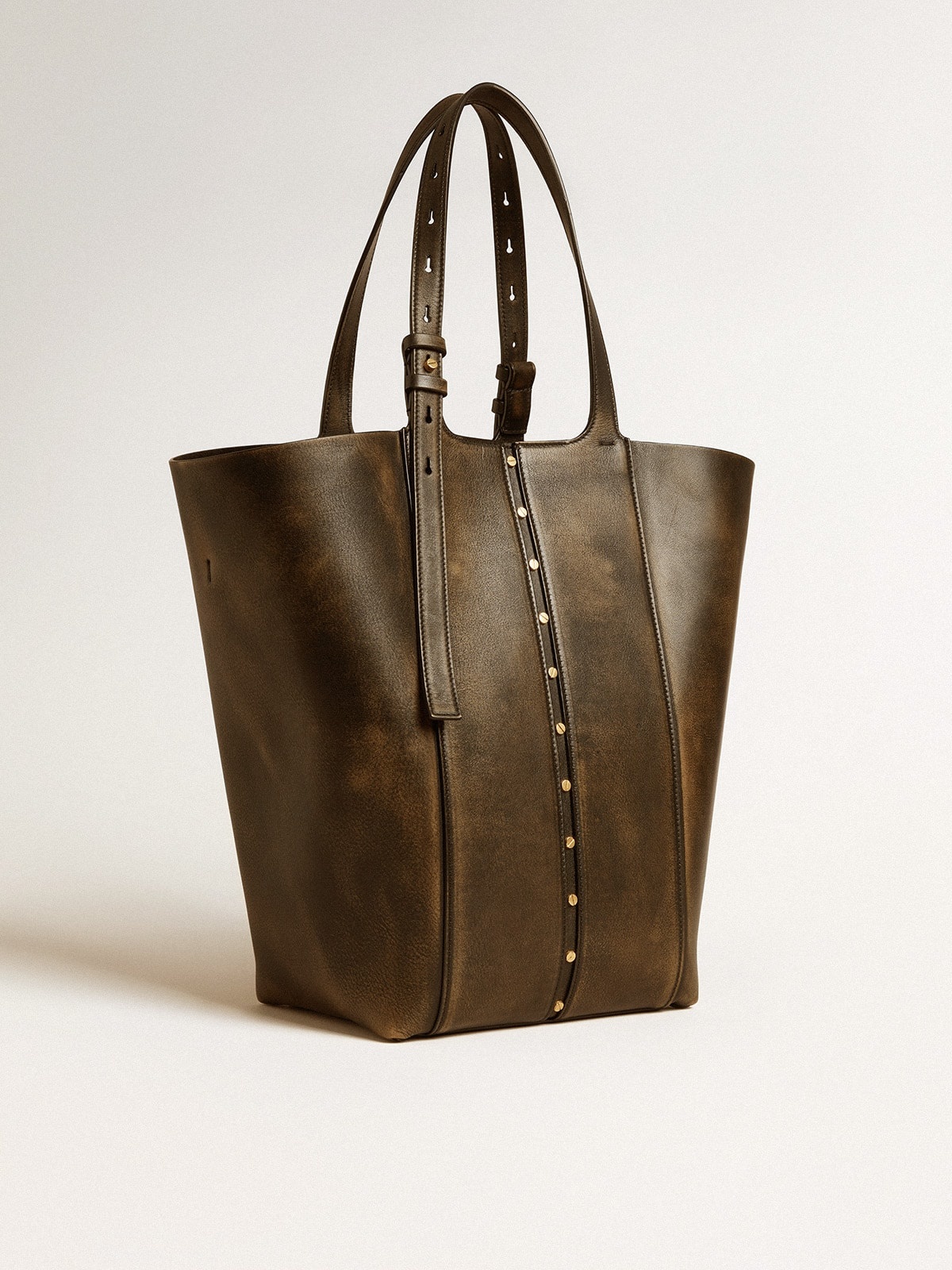 24/7 Bag in black distressed leather with adjustable handles - 5