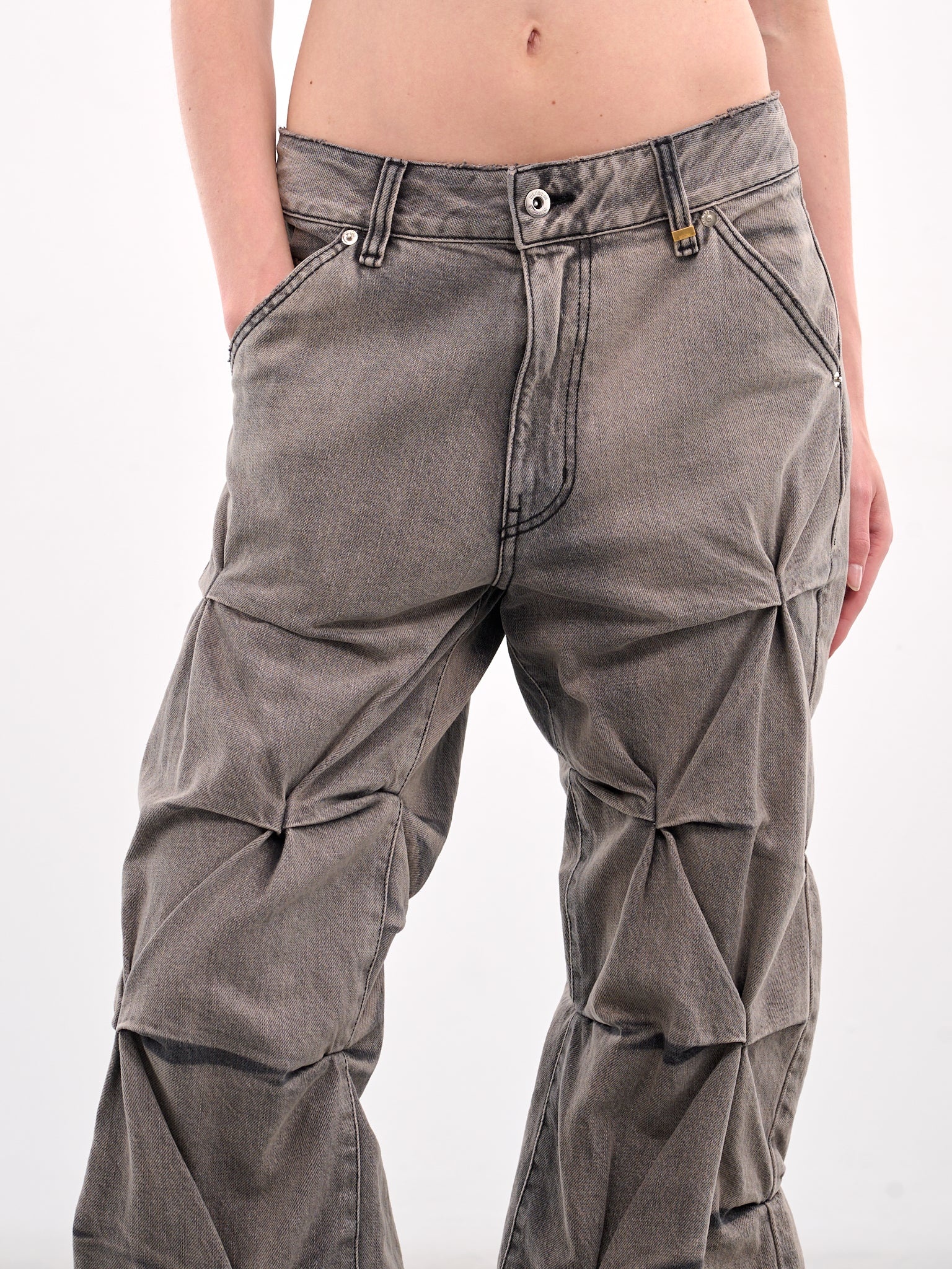 Gathered Wrinkle Denim Jeans - 4