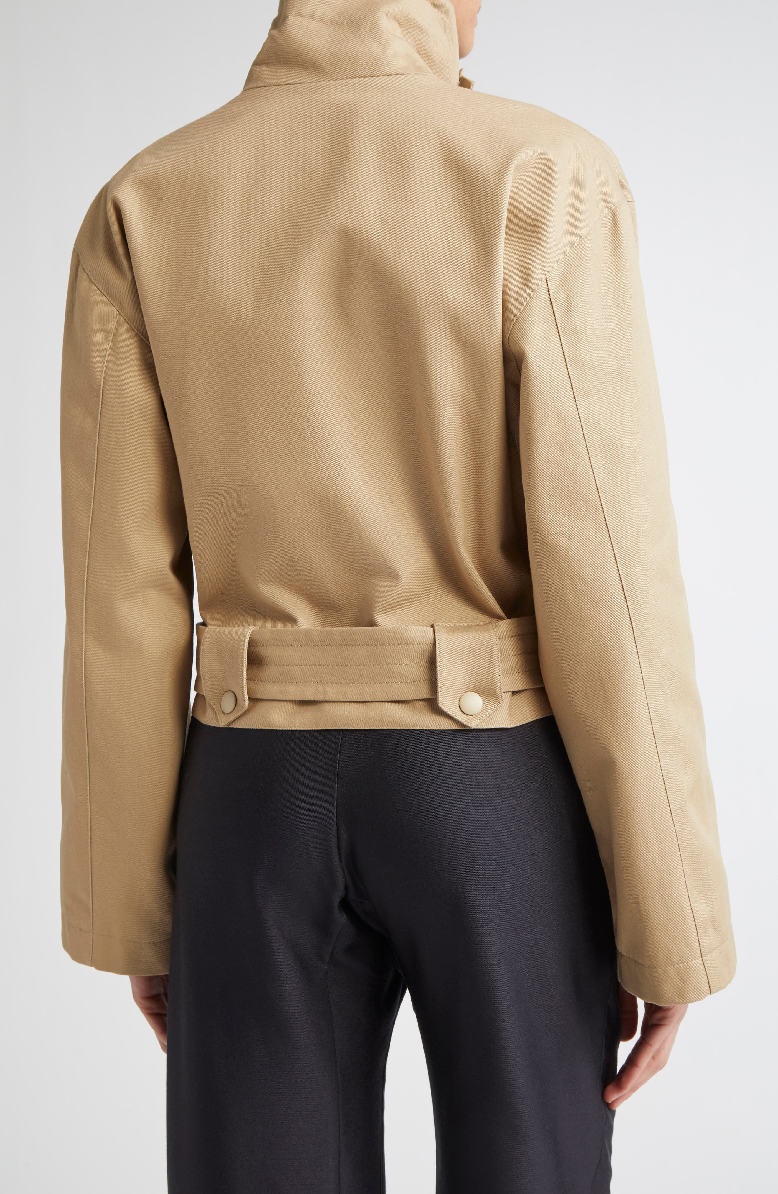 Brandon Maxwell The Lily Cotton Twill Moto Jacket in Khaki at Nordstrom - 3