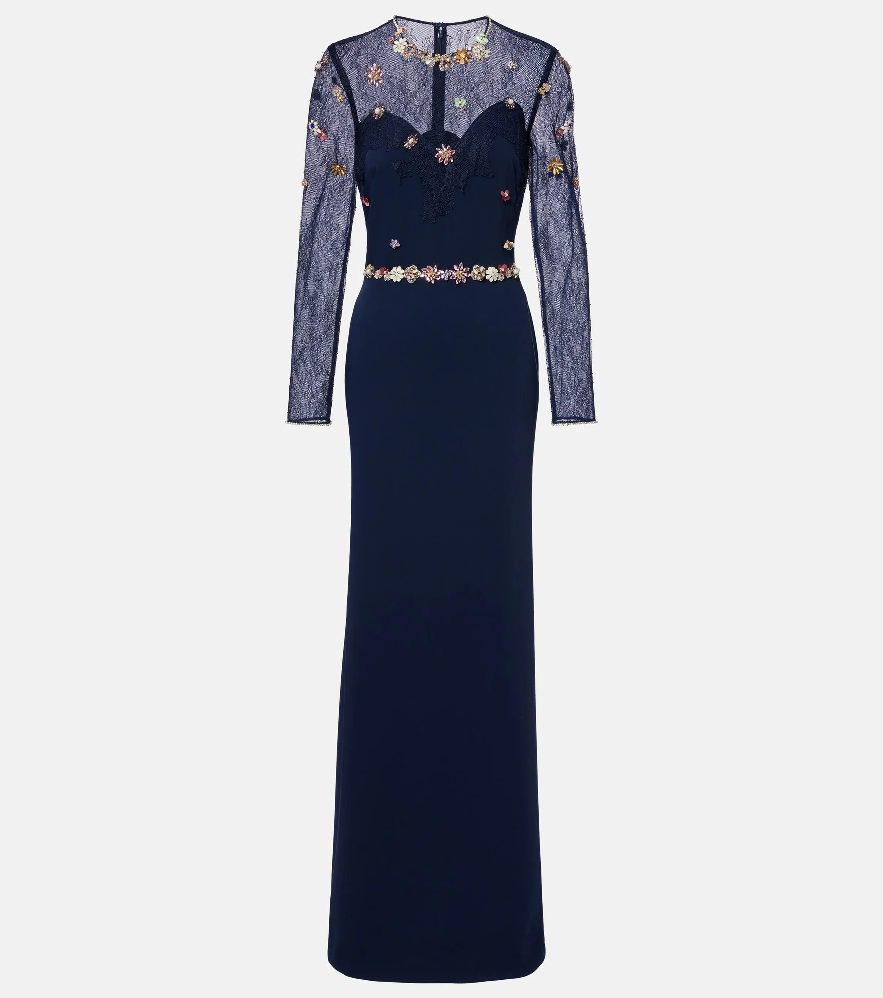 Embellished lace-trimmed gown - 1