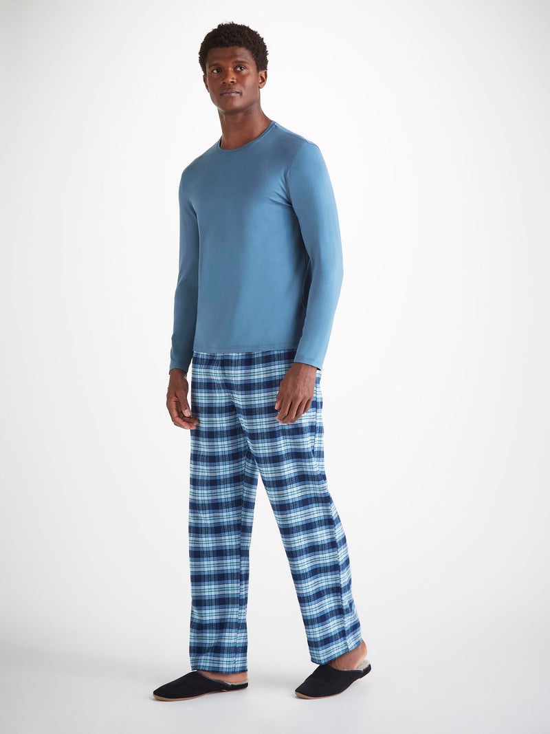 Men's Long Sleeve T-Shirt Basel Micro Modal Stretch Steel Blue - 3