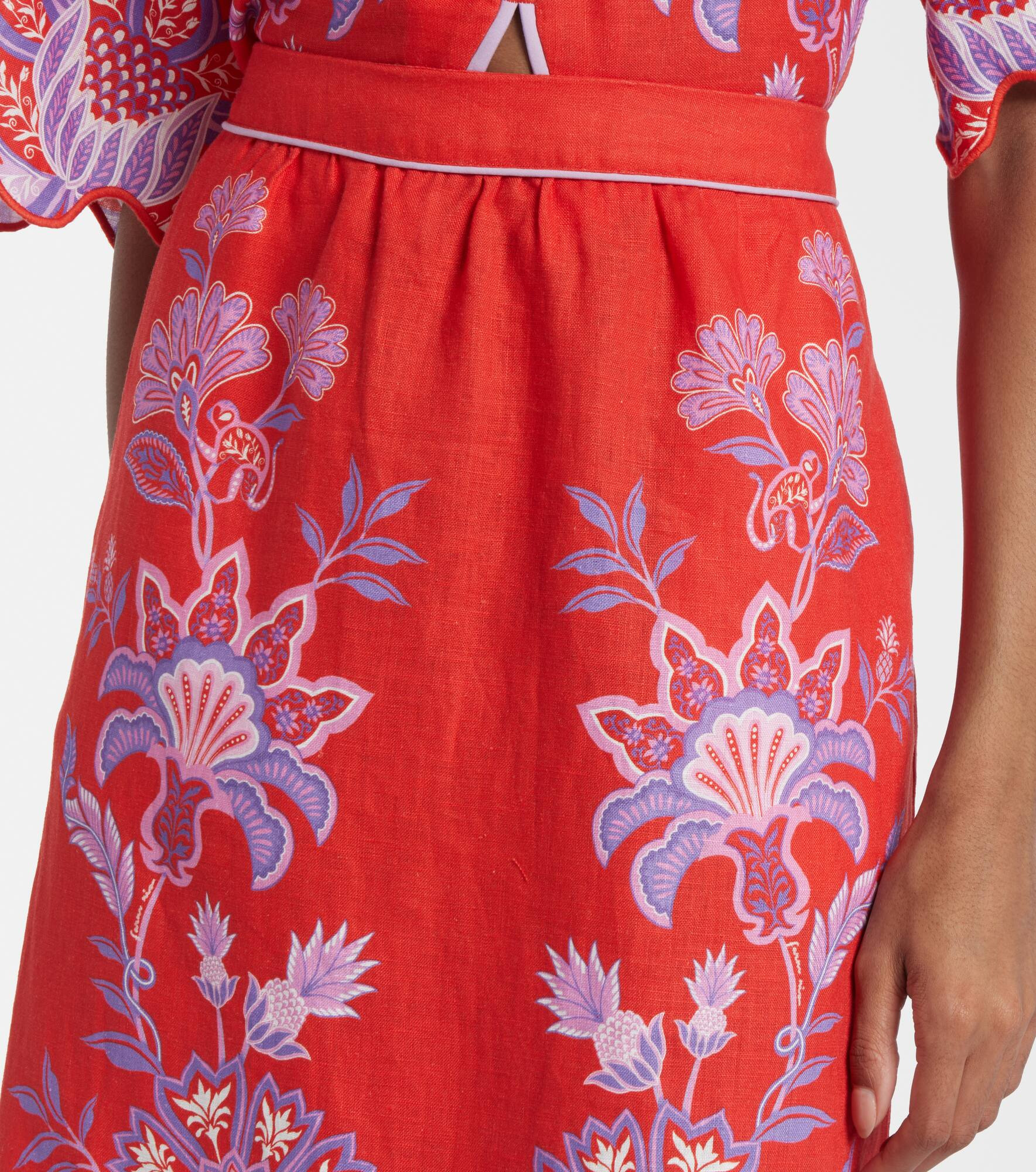 Porcelain Garden printed linen maxi skirt - 4