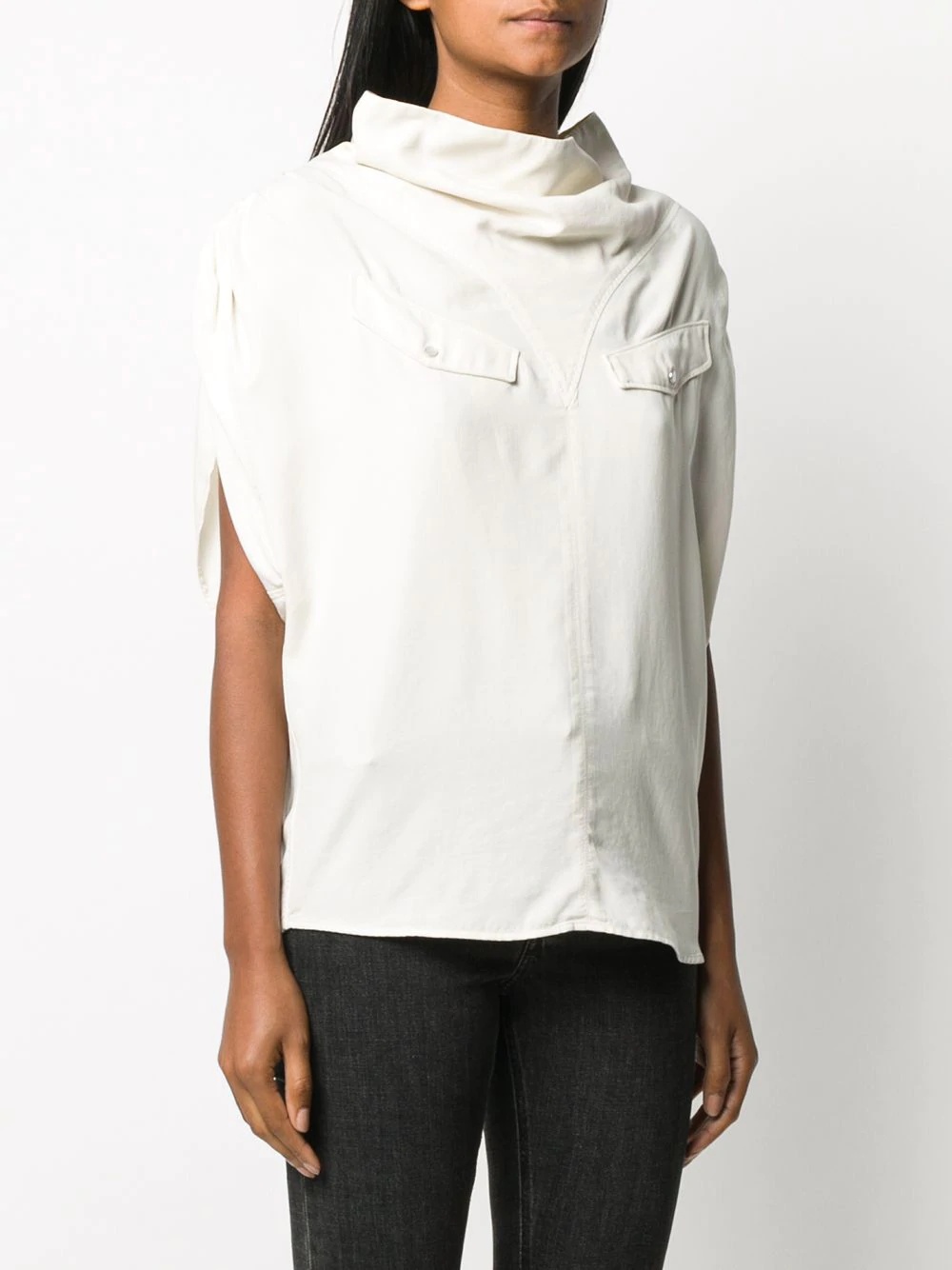 sleeveless funnel-neck blouse - 3