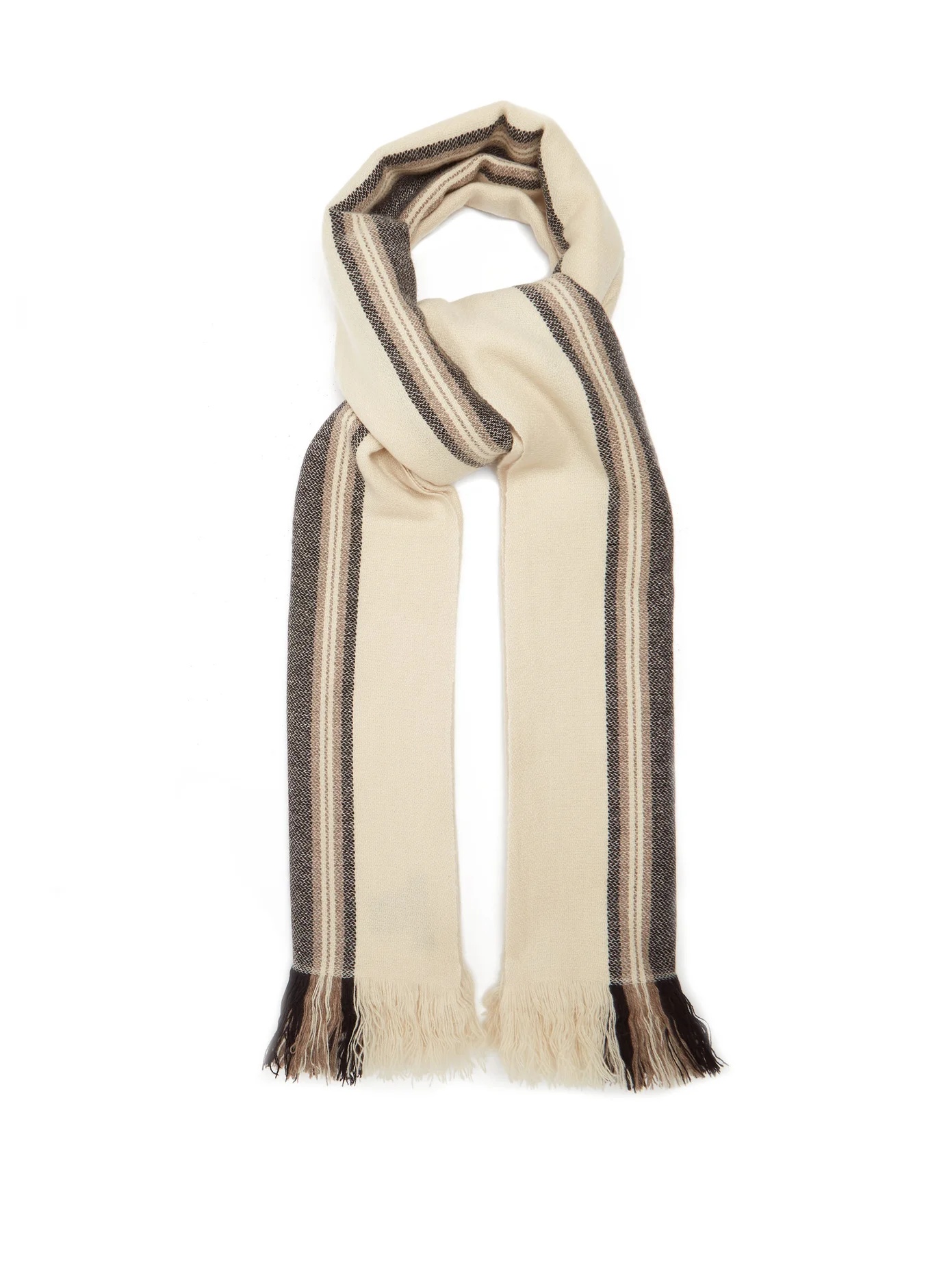 Carver jacquard-striped cashmere scarf - 1