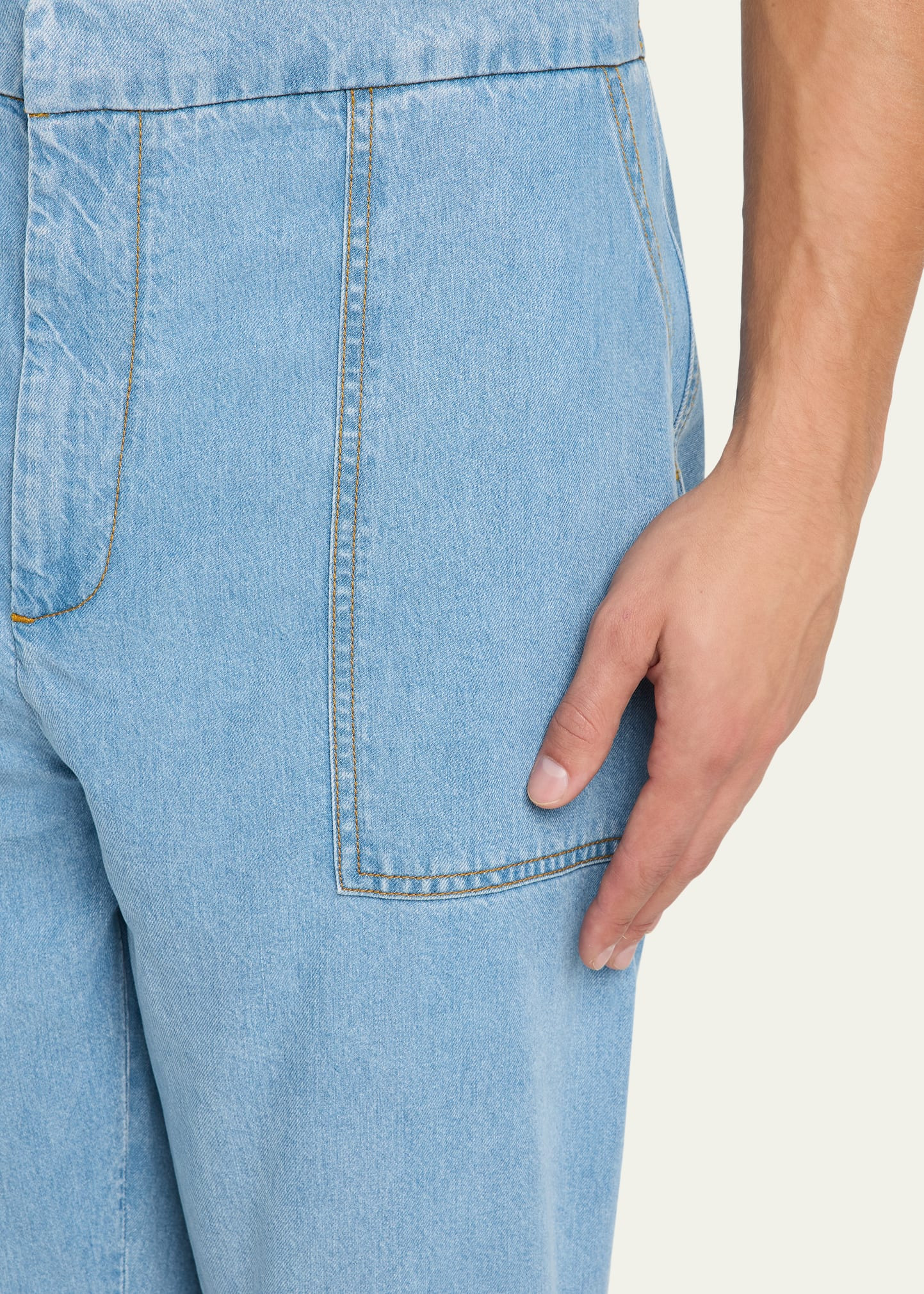 Men's Paolo Light Washed Indigo Patch Pocket Pants - 5