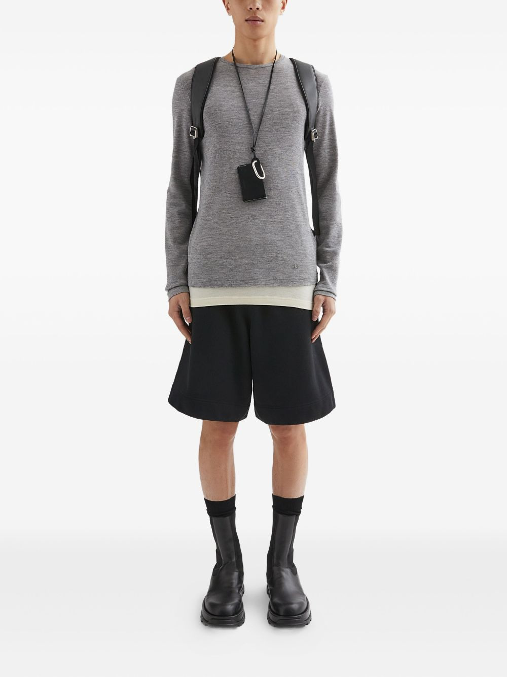 wool layered T-shirt - 2