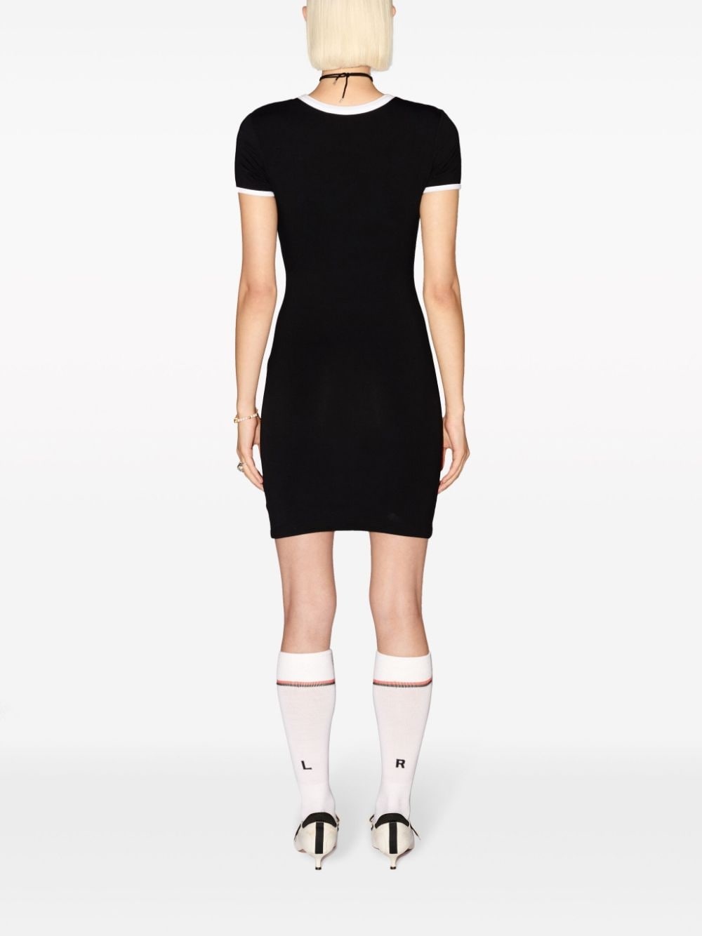 contrast-trim ribbed minidress - 4