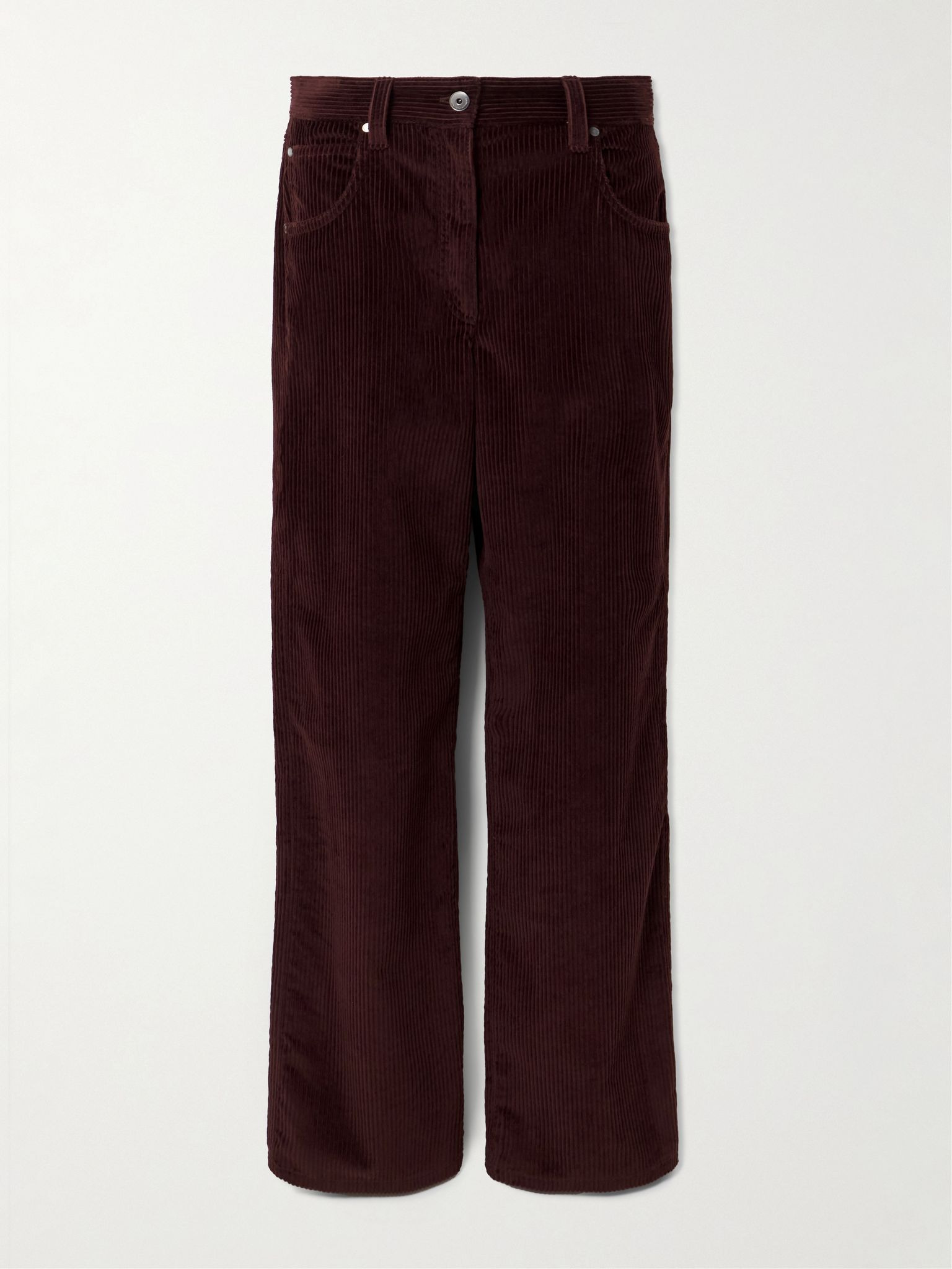 Cotton-corduroy straight-leg pants Burgundy - 1