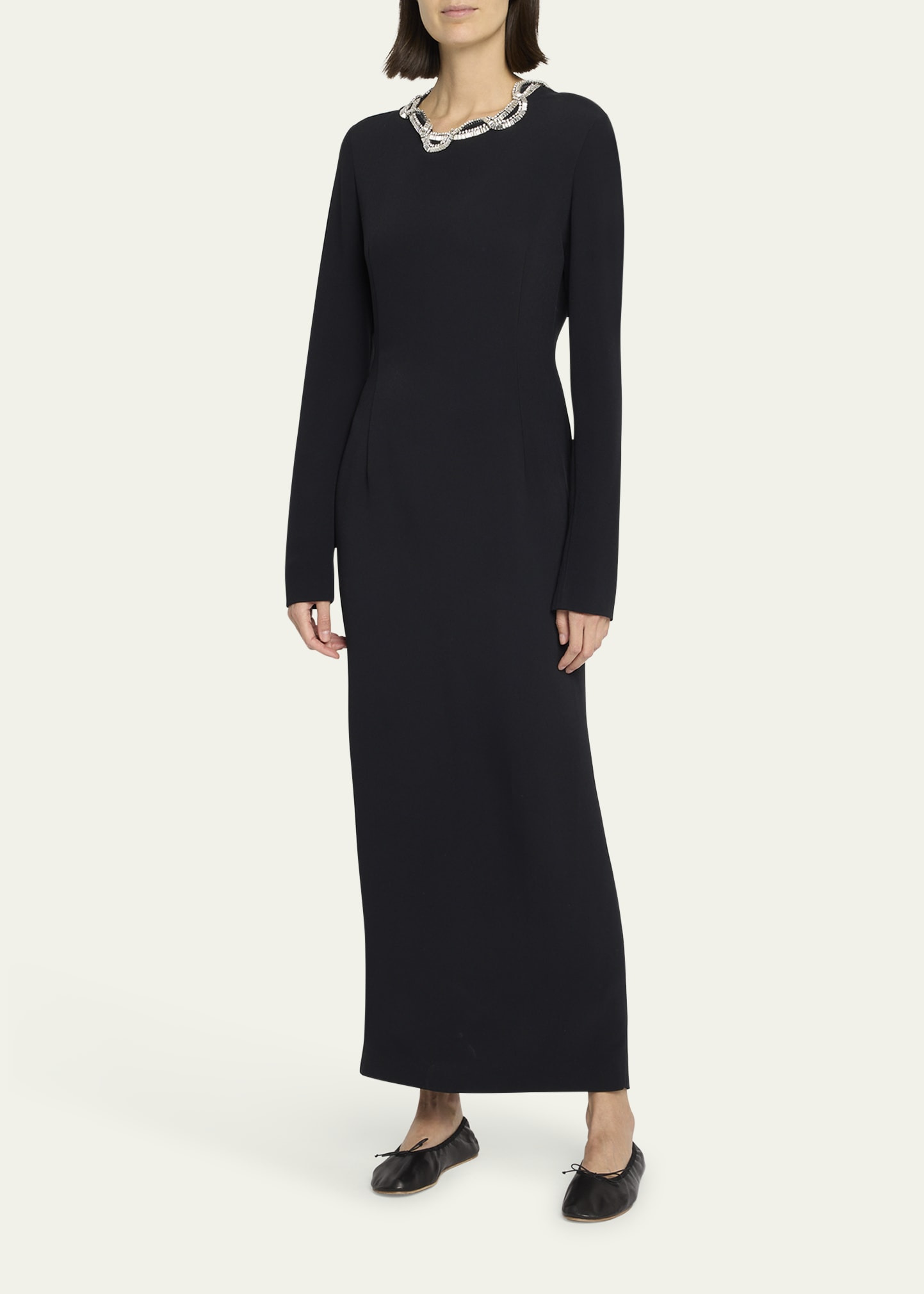 Mitsuko Crystal Long-Sleeve Maxi Dress - 4