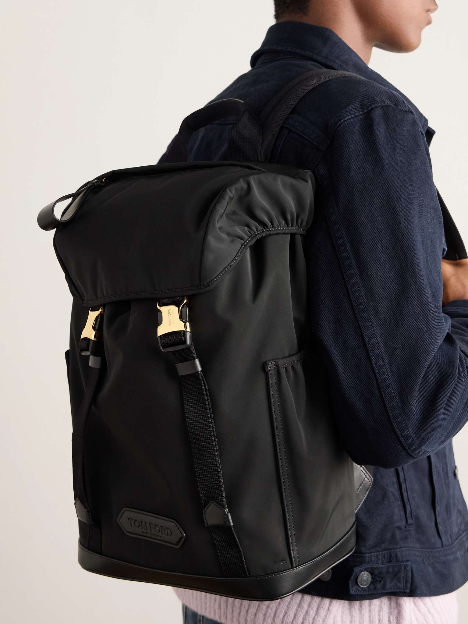 Leather-Trimmed Logo-Appliquèd Nylon Backpack - 2