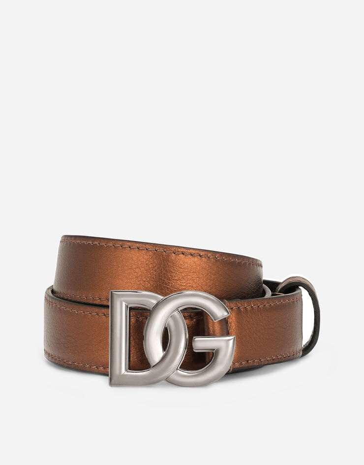 Calfskin belt with crossover DG buckle logo - 1