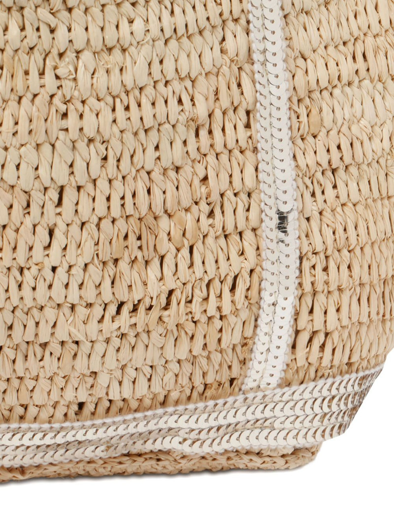 sequin-embellished raffia tote bag 4