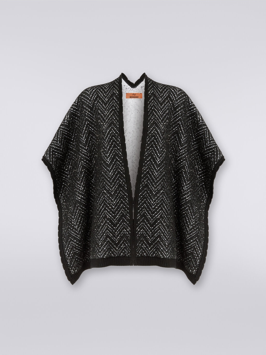 Cotton blend chevron cape with sequins - 1
