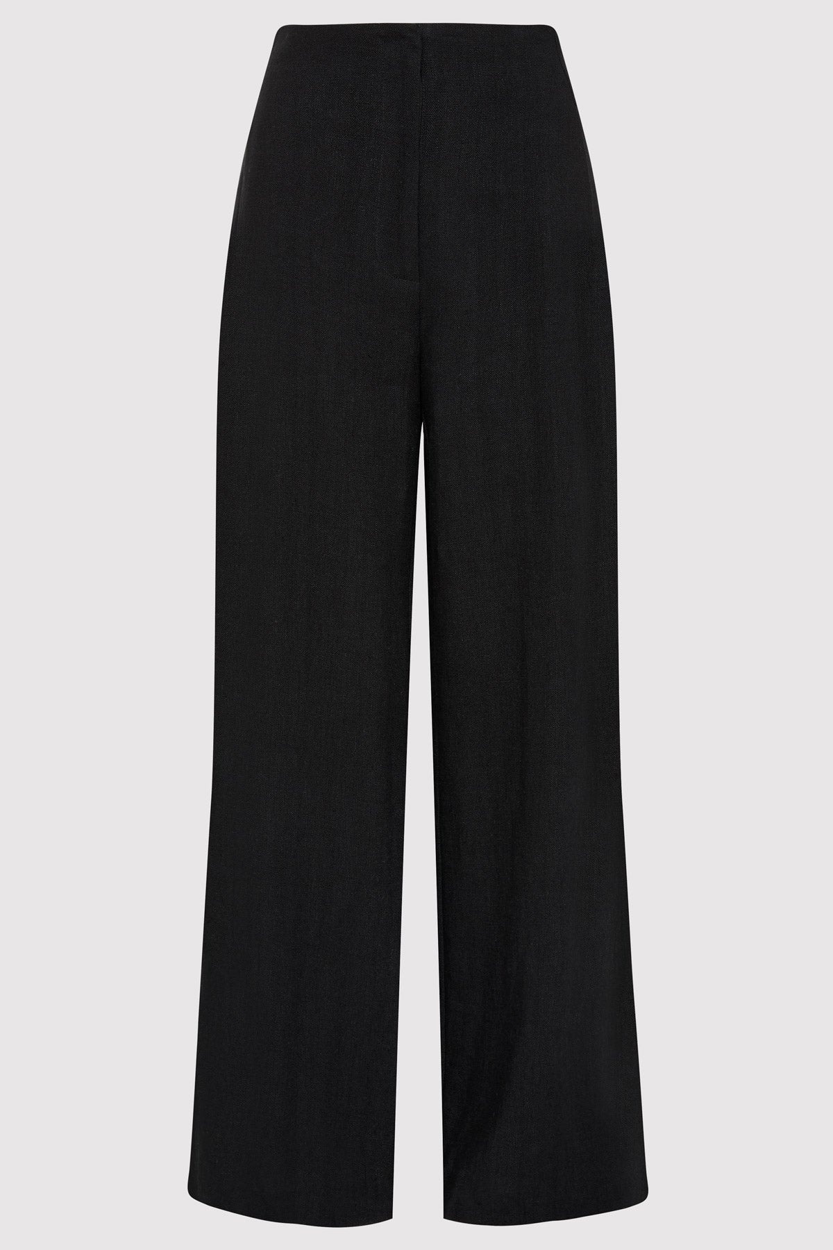Linen Wide Leg Pants - Black - 1