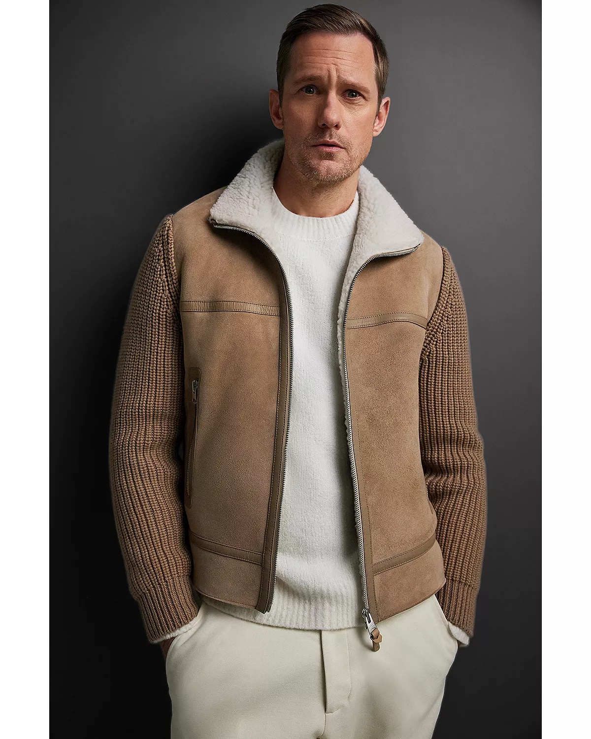 Mixed Media Zip Front Jacket - 3