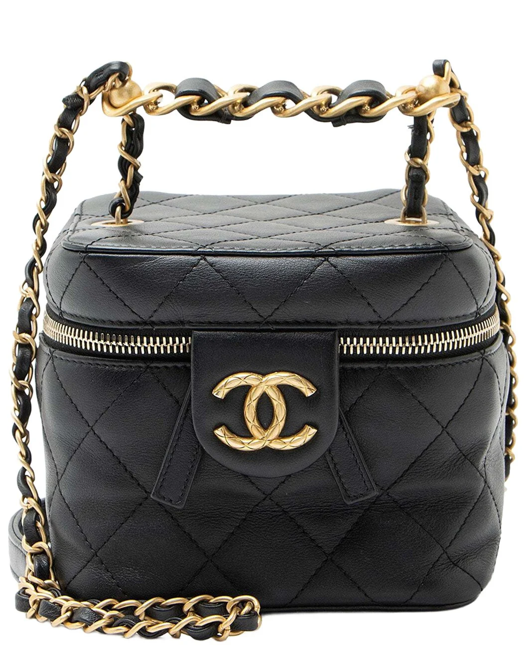 Chanel Black Lambskin CC Chain Bar Small Vanity Case (Authentic Pre-Loved) - 1