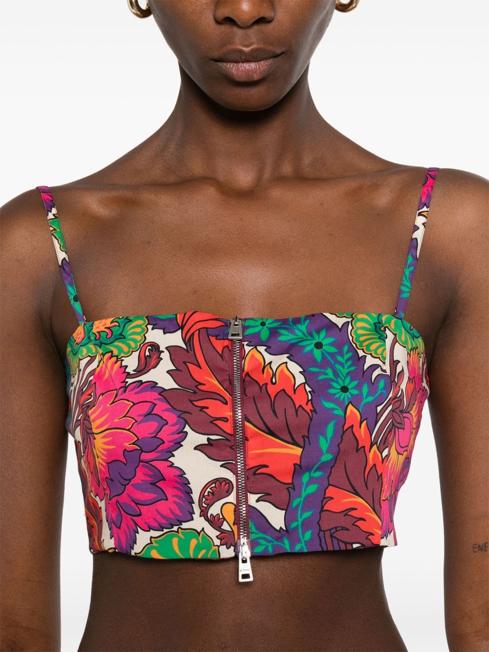 floral-print cropped top - 5