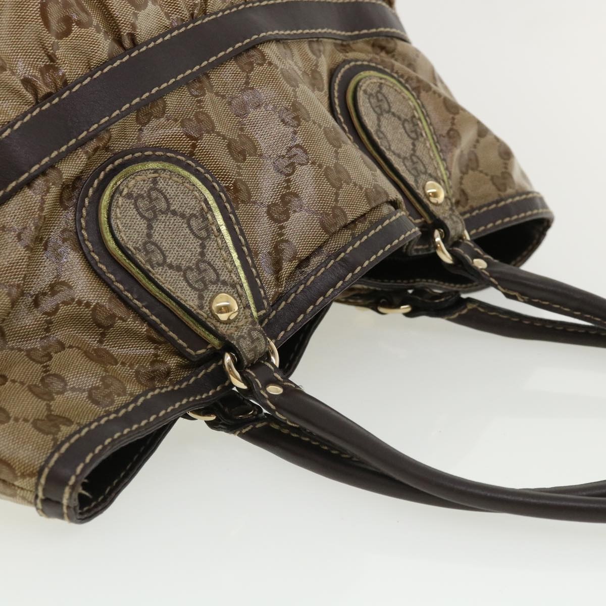 GUCCI GG Canvas Tote Bag Coated Canvas Beige Dark Brown - 6