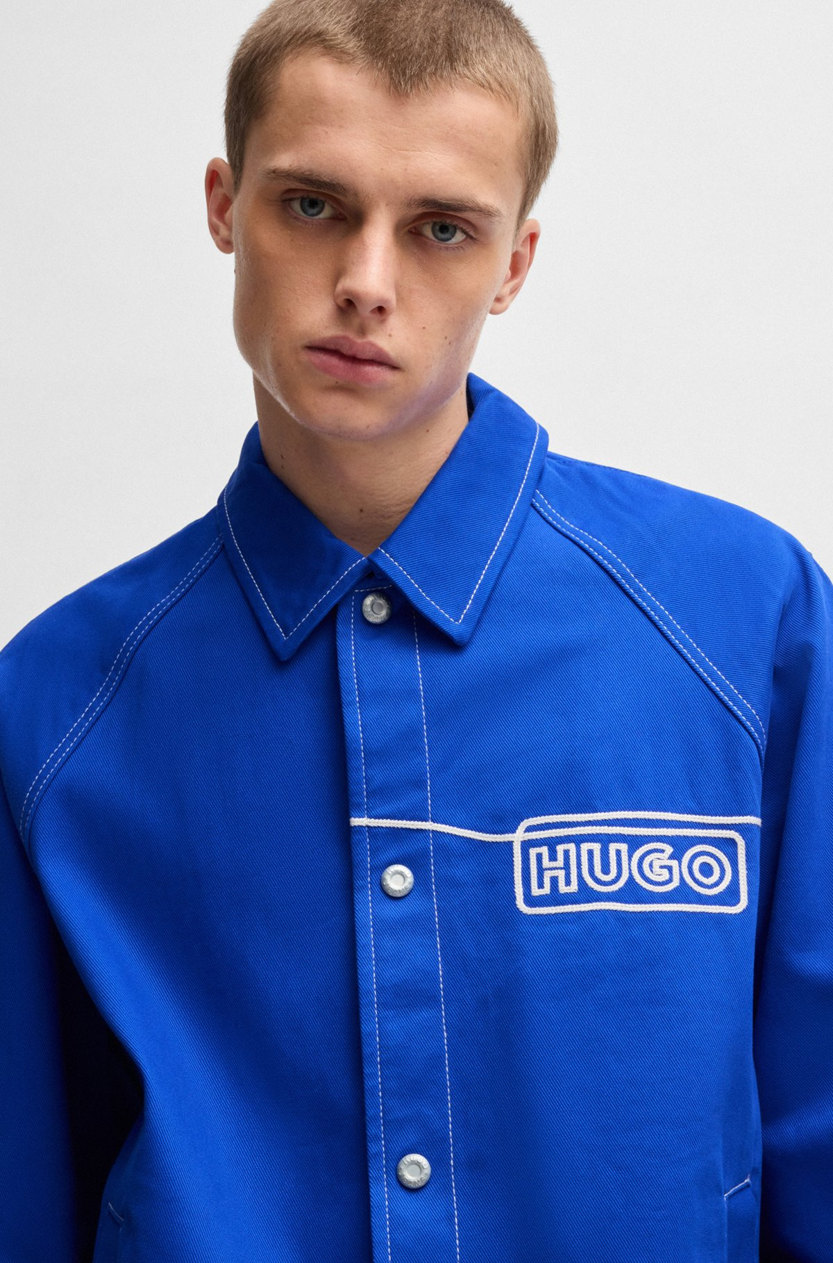 COTTON-TWILL JACKET WITH CHAIN-STITCH LOGO - 5