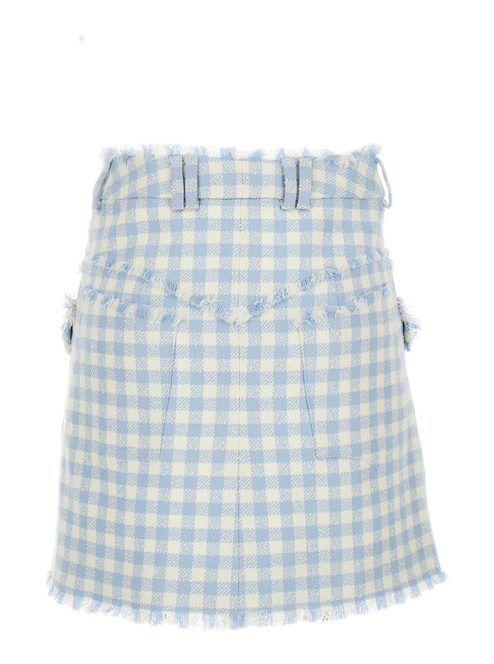 Balmain Women Light-Blue Vichy Tweed Mini Skirt In Cotton Blend Woman - 2