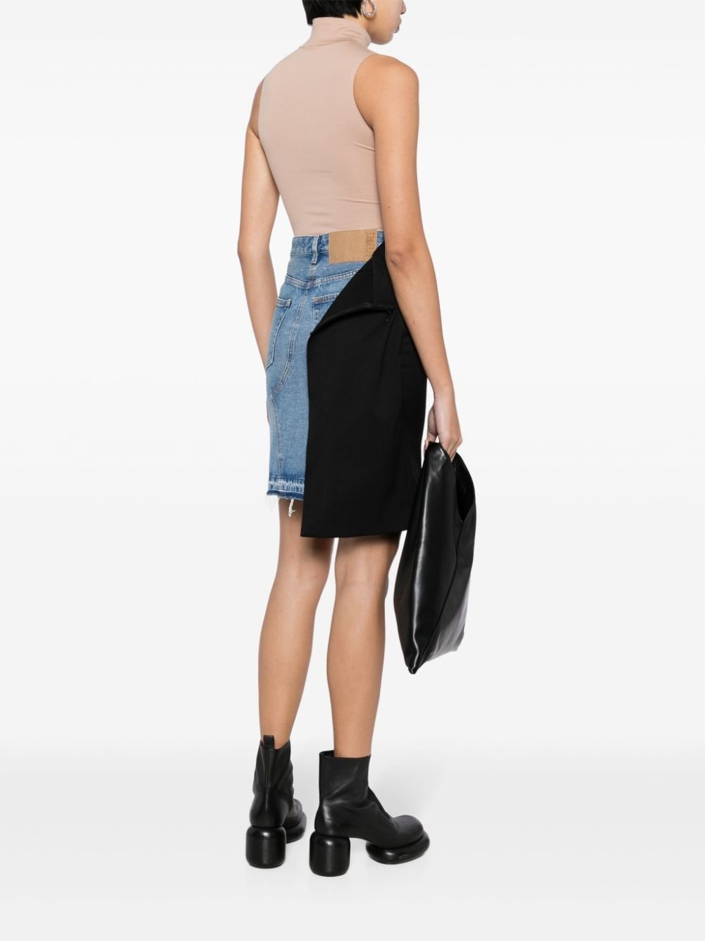 asymmetric panelled denim skirt - 2