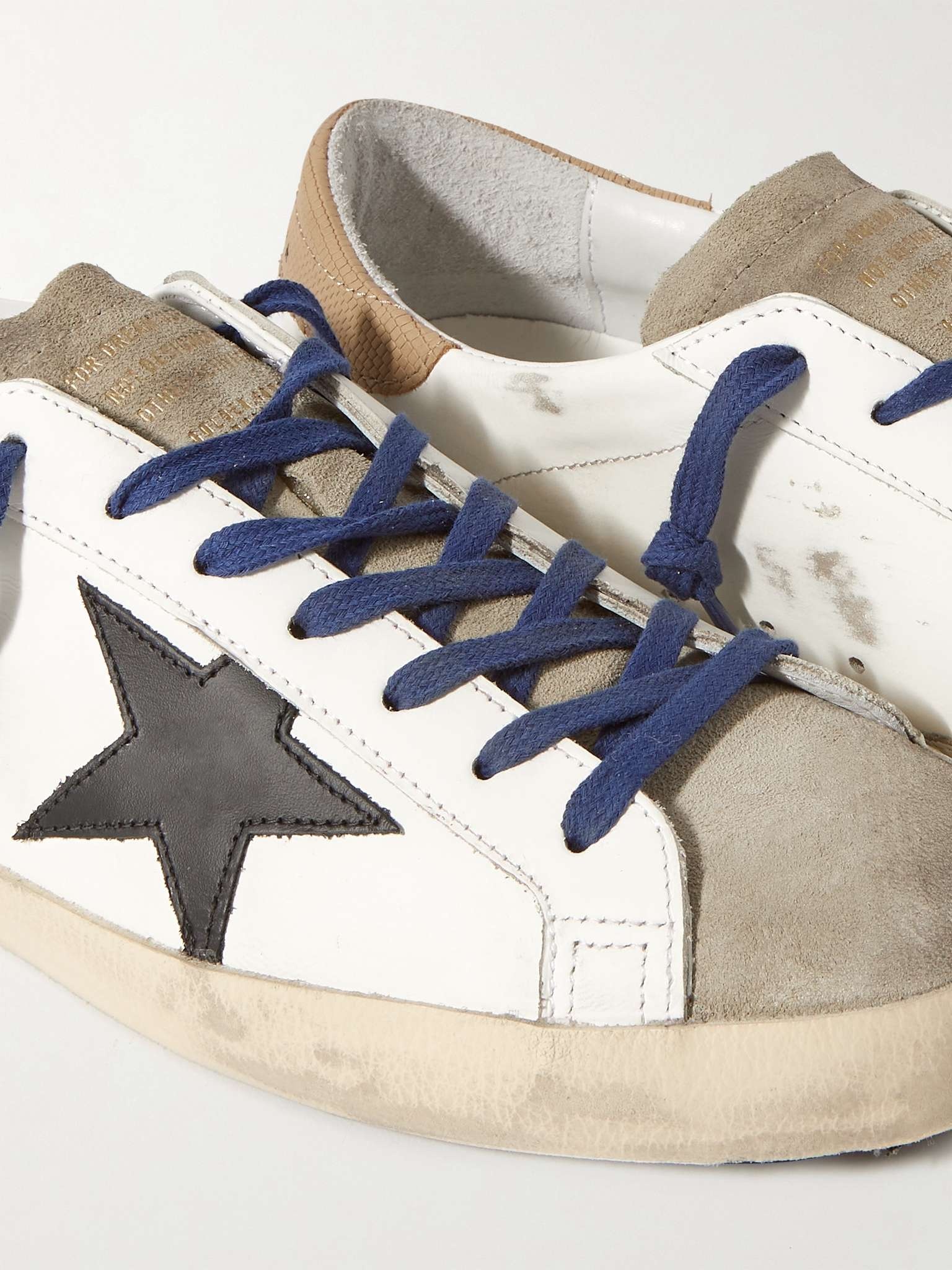 Superstar Distressed Leather and Suede Sneakers - 6