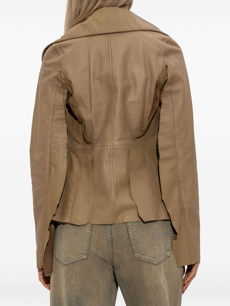 button-fastening flared leather jacket 4