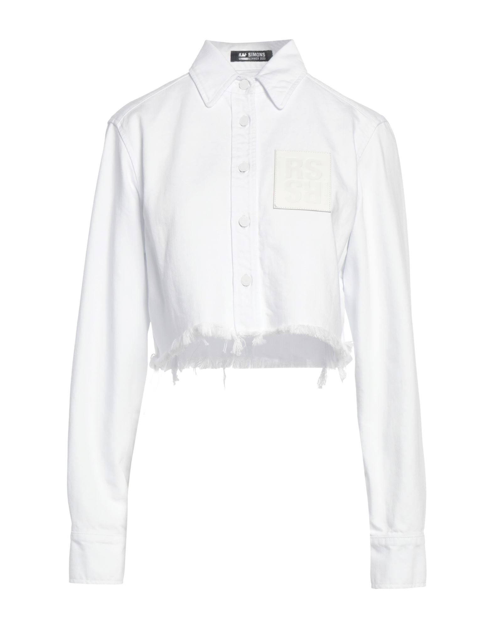White Women's Solid Color Shirts & Blouses - 1
