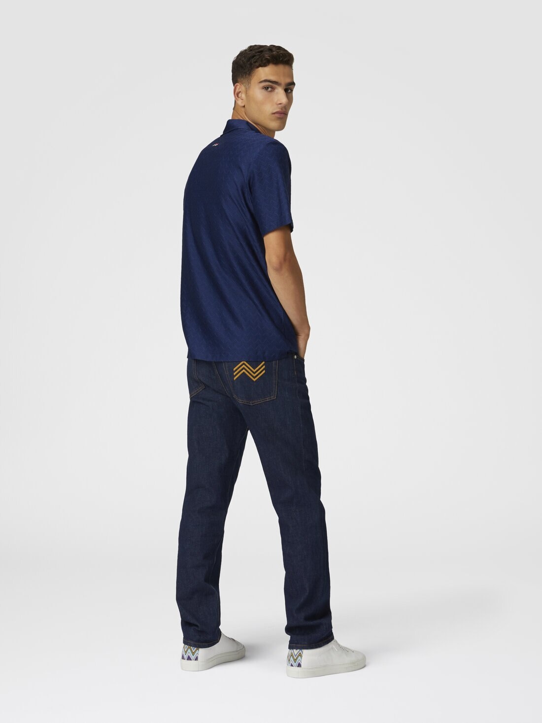 Tonal zigzag cotton jersey polo shirt - 3