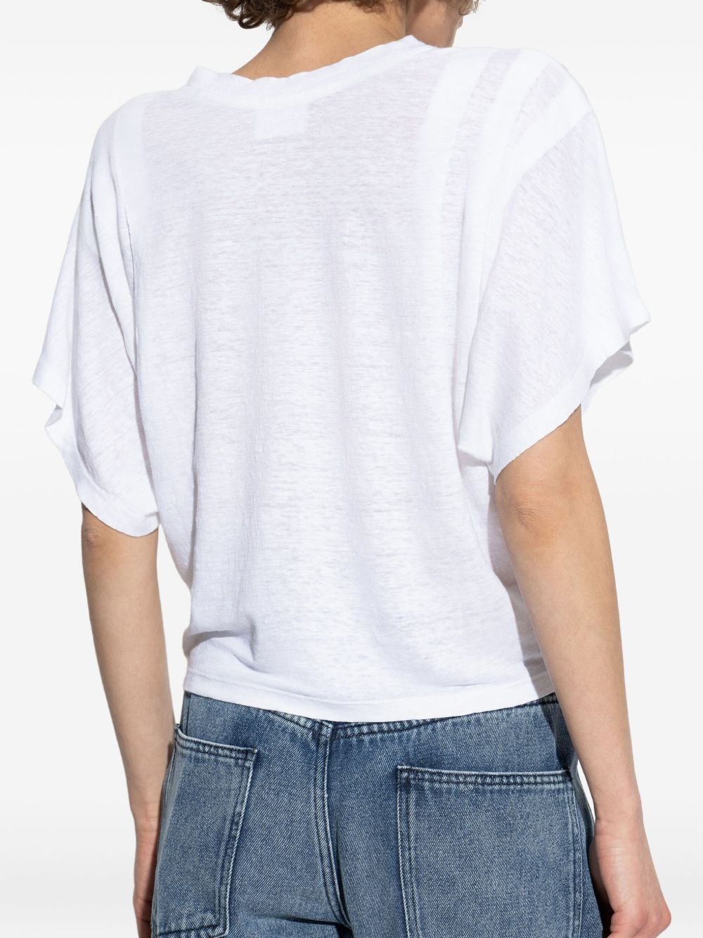 metallic-logo linen t-shirt - 4