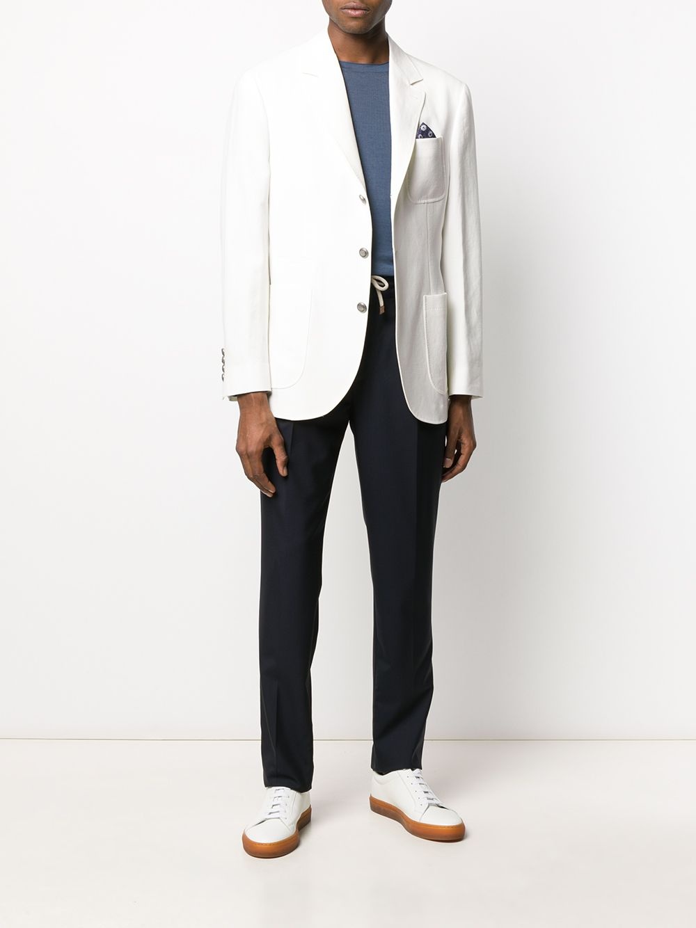 single-breasted linen blazer - 2